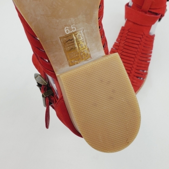 Jeffrey Campbell Red Strappy Sandals with Low Heel - Picture 8 of 12